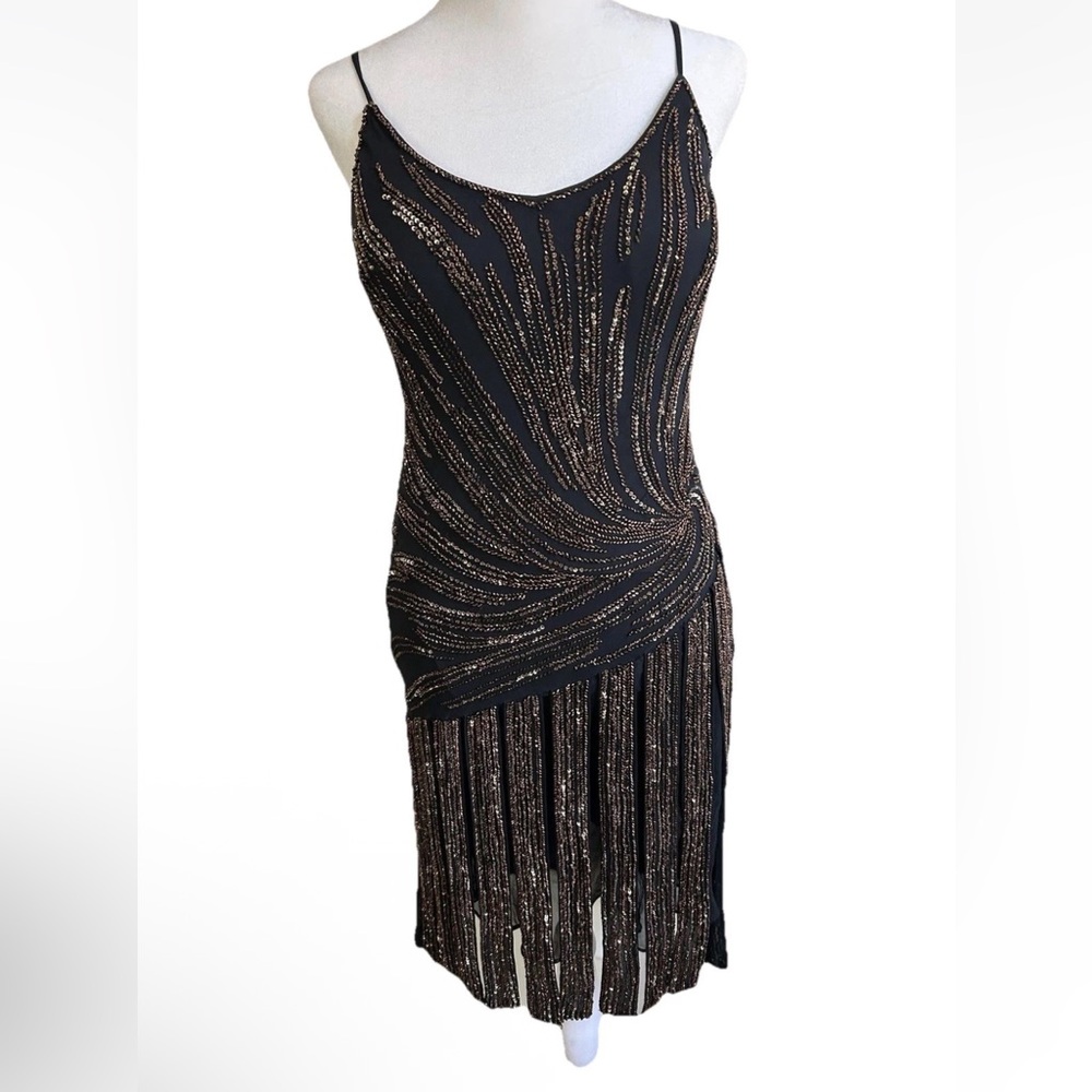 Jovani Black and Gold Mini Dress